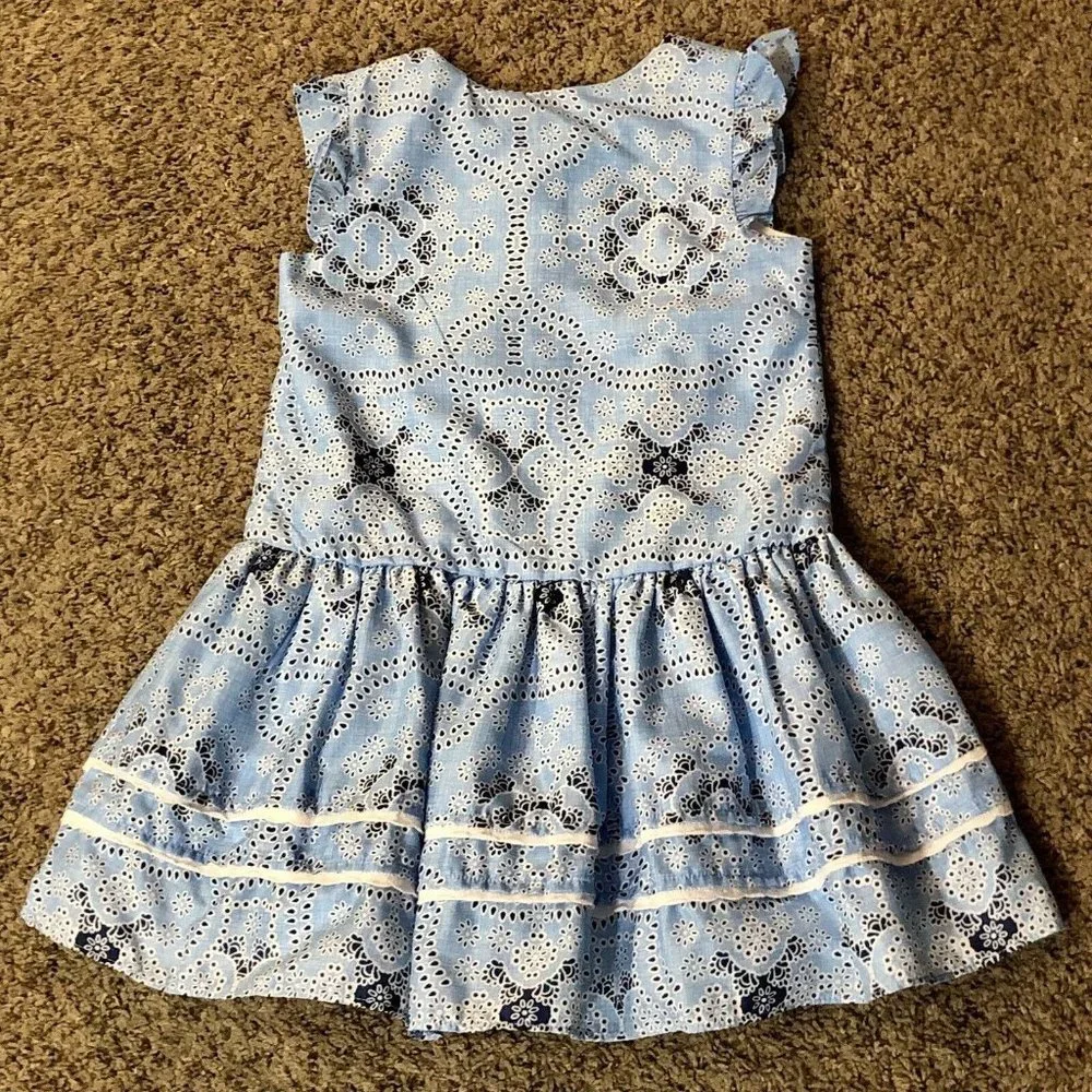 Marmellata Dress Girls 6 Used Blue White - Picture 3 of 11